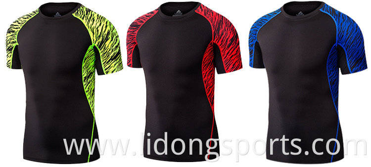 LiDong Wholesales custom short sleeve sports tops seamless sports mens compression gym wear